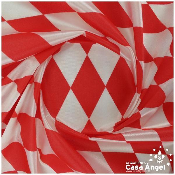 RASETE ESTAMPADO CON ROMBOS ROJO Y BLANCO SERIE ARLEKIN 150cm