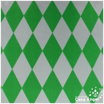 RASETE ESTAMPADO CON ROMBOS VERDE Y BLANCO SERIE ARLEKIN 150cm