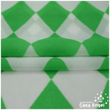 RASETE ESTAMPADO CON ROMBOS VERDE Y BLANCO SERIE ARLEKIN 150cm