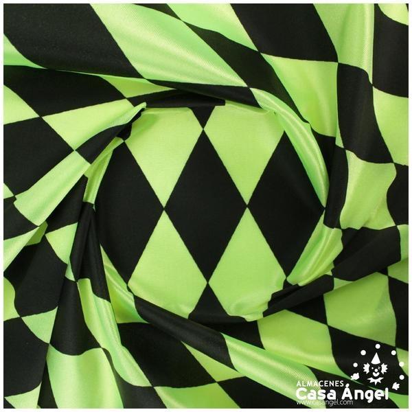RASETE ESTAMPADO CON ROMBOS AMARILLO FLÚOR Y NEGRO SERIE ARLEKIN 150cm