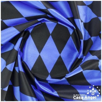 RASETE ESTAMPADO CON ROMBOS AZUL Y NEGRO SERIE ARLEKIN 150cm