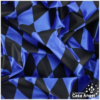RASETE ESTAMPADO CON ROMBOS AZUL Y NEGRO SERIE ARLEKIN 150cm