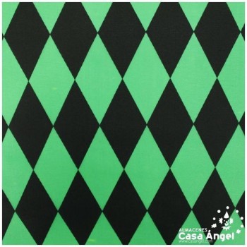 RASETE ESTAMPADO CON ROMBOS VERDE Y NEGRO SERIE ARLEKIN 150cm