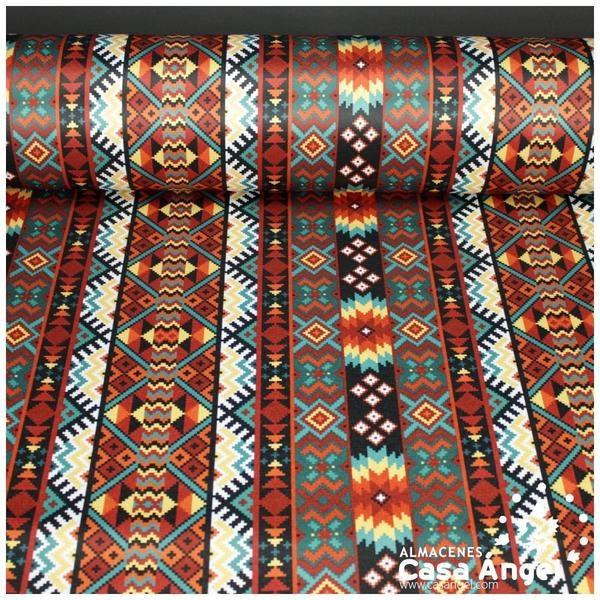 SARGA SATINADA CON ESTAMPADO AZTECA 150cm