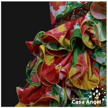 TRAJE DE FLAMENCA PARA SEÑORA COLOR PISTACHO ESTAMPADO FLORAL