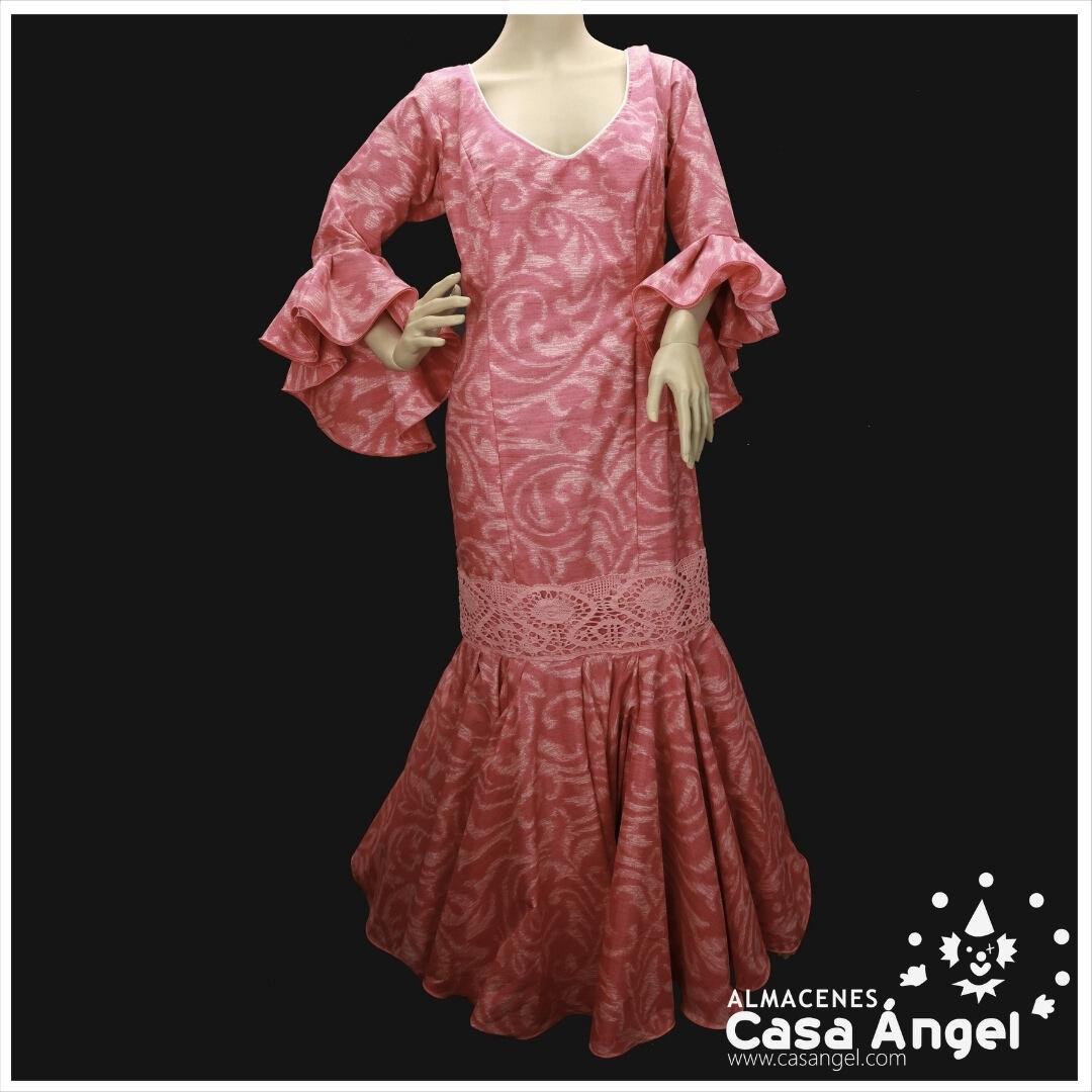 TRAJE DE FLAMENCA SEÑORA FUCSIA ESTAMPADO
