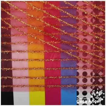ORGANZA ROJA LAMÉ DE LISTAS DORADAS SERIE BALROG 150cm