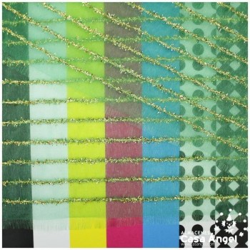ORGANZA VERDE LAMÉ DE LISTAS DORADAS SERIE BALROG 150cm