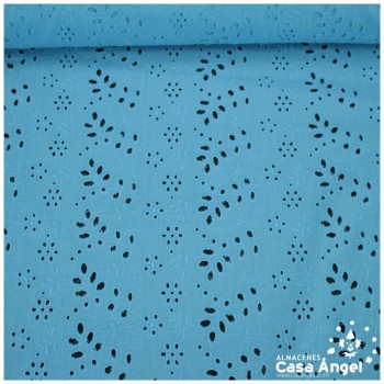 BATISTA TURQUESA DE ALGODÓN BORDADO DE FLORES 150cm