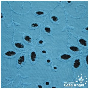 BATISTA TURQUESA DE ALGODÓN BORDADO DE FLORES 150cm