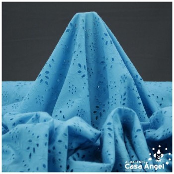 BATISTA TURQUESA DE ALGODÓN BORDADO DE FLORES 150cm