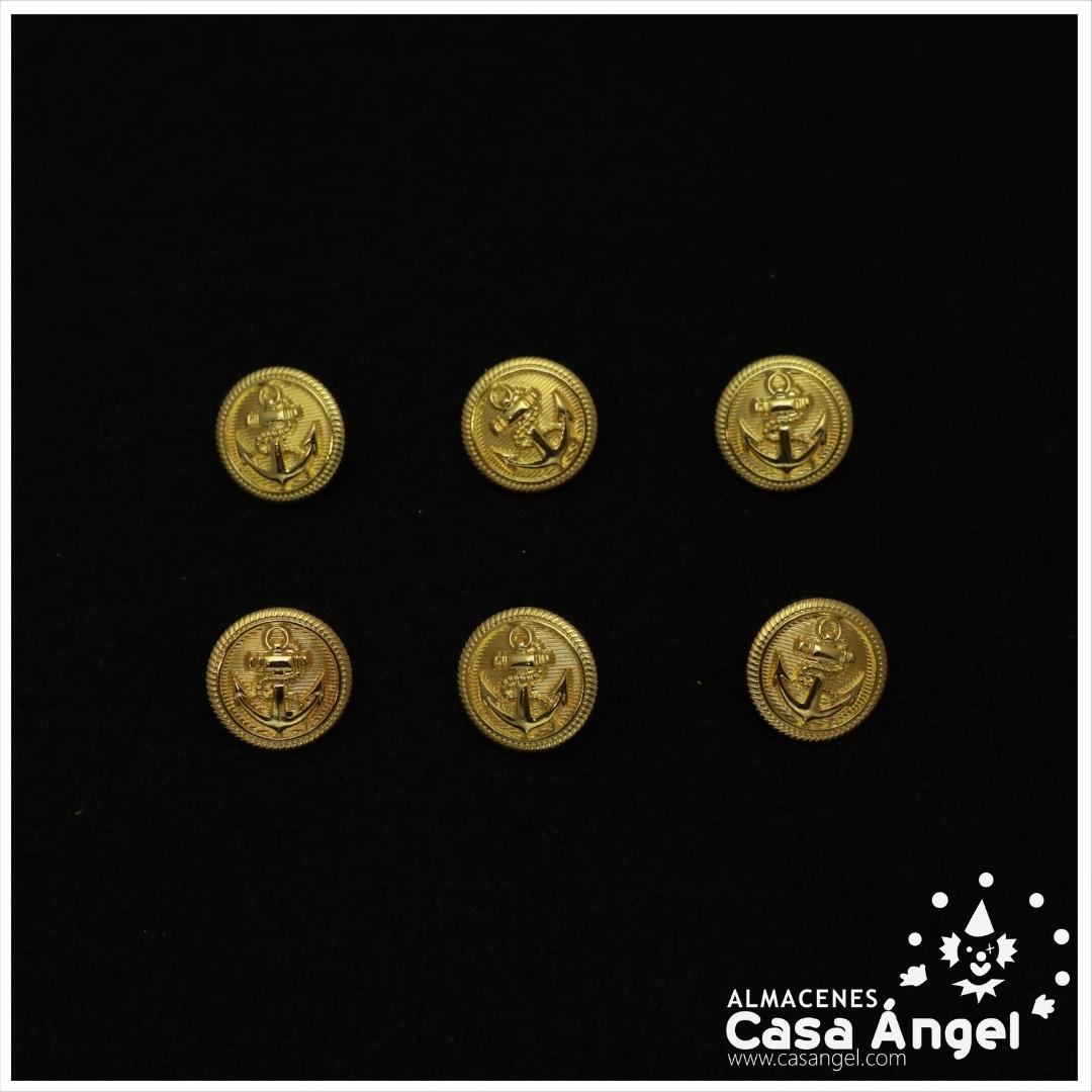 BOTÓN ANCLA PLÁSTICO BARNIZADO ORO 23mm BOLSA 6uds