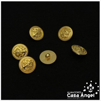 BOTÓN ANCLA PLÁSTICO BARNIZADO ORO 23mm BOLSA 6uds