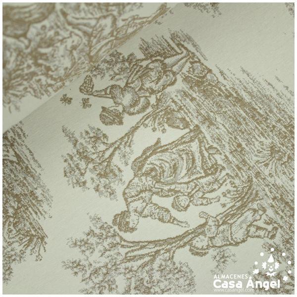 TELA DE TAPICERÍA DE ALGODÓN TOILE DE JOUY SERIE BELLINI BEIGE 280cm