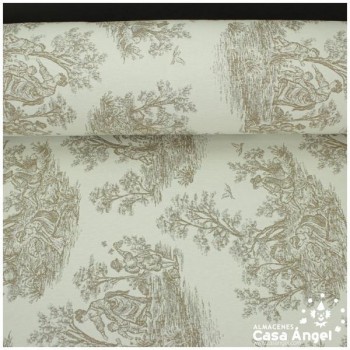 TELA DE TAPICERÍA DE ALGODÓN TOILE DE JOUY SERIE BELLINI BEIGE 280cm