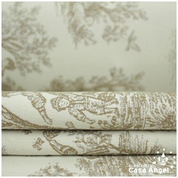 TELA DE TAPICERÍA DE ALGODÓN TOILE DE JOUY SERIE BELLINI BEIGE 280cm
