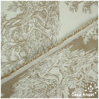 TELA DE TAPICERÍA DE ALGODÓN TOILE DE JOUY SERIE BELLINI BEIGE 280cm