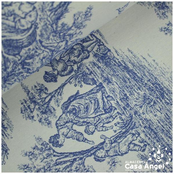 TELA DE TAPICERÍA DE ALGODÓN TOILE DE JOUY SERIE BELLINI AZUL 280cm