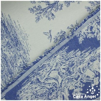 TELA DE TAPICERÍA DE ALGODÓN TOILE DE JOUY SERIE BELLINI AZUL 280cm