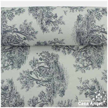 TELA DE TAPICERÍA DE ALGODÓN TOILE DE JOUY SERIE BELLINI MARINO 280cm