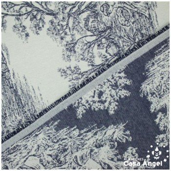 TELA DE TAPICERÍA DE ALGODÓN TOILE DE JOUY SERIE BELLINI MARINO 280cm