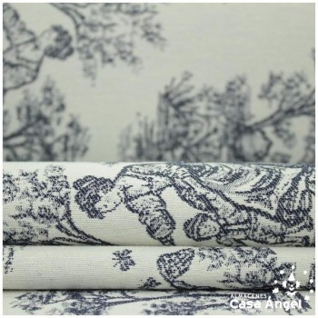 TELA DE TAPICERÍA DE ALGODÓN TOILE DE JOUY SERIE BELLINI MARINO 280cm