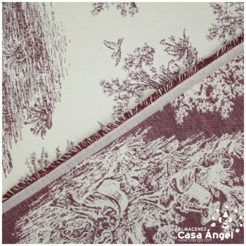 TELA DE TAPICERÍA DE ALGODÓN TOILE DE JOUY SERIE BELLINI GRANATE 280cm