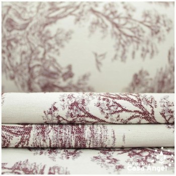 TELA DE TAPICERÍA DE ALGODÓN TOILE DE JOUY SERIE BELLINI GRANATE 280cm