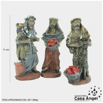FIGURAS MERCADERES PORTAL DE BELÉN SET DE 3 UNIDADES