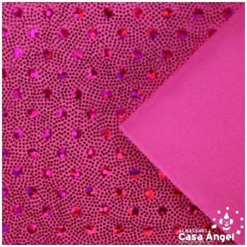 LYCRA FUCSIA LENTEJUELAS Y MICROPUNTOS SERIE BONNY 150cm
