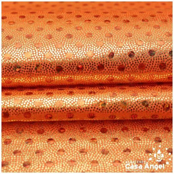 LYCRA NARANJA LENTEJUELAS Y MICROPUNTOS SERIE BONNY 150cm