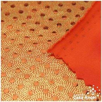 LYCRA NARANJA LENTEJUELAS Y MICROPUNTOS SERIE BONNY 150cm