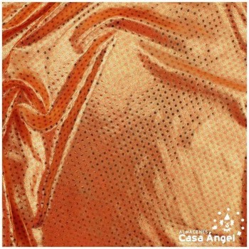 LYCRA NARANJA LENTEJUELAS Y MICROPUNTOS SERIE BONNY 150cm