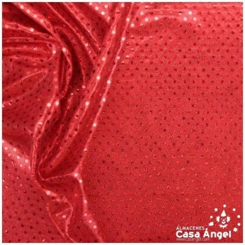 LYCRA ROJA LENTEJUELAS Y MICROPUNTOS SERIE BONNY 150cm
