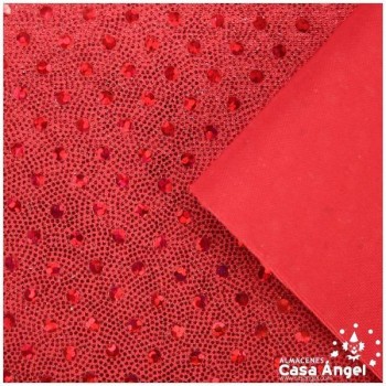 LYCRA ROJA LENTEJUELAS Y MICROPUNTOS SERIE BONNY 150cm