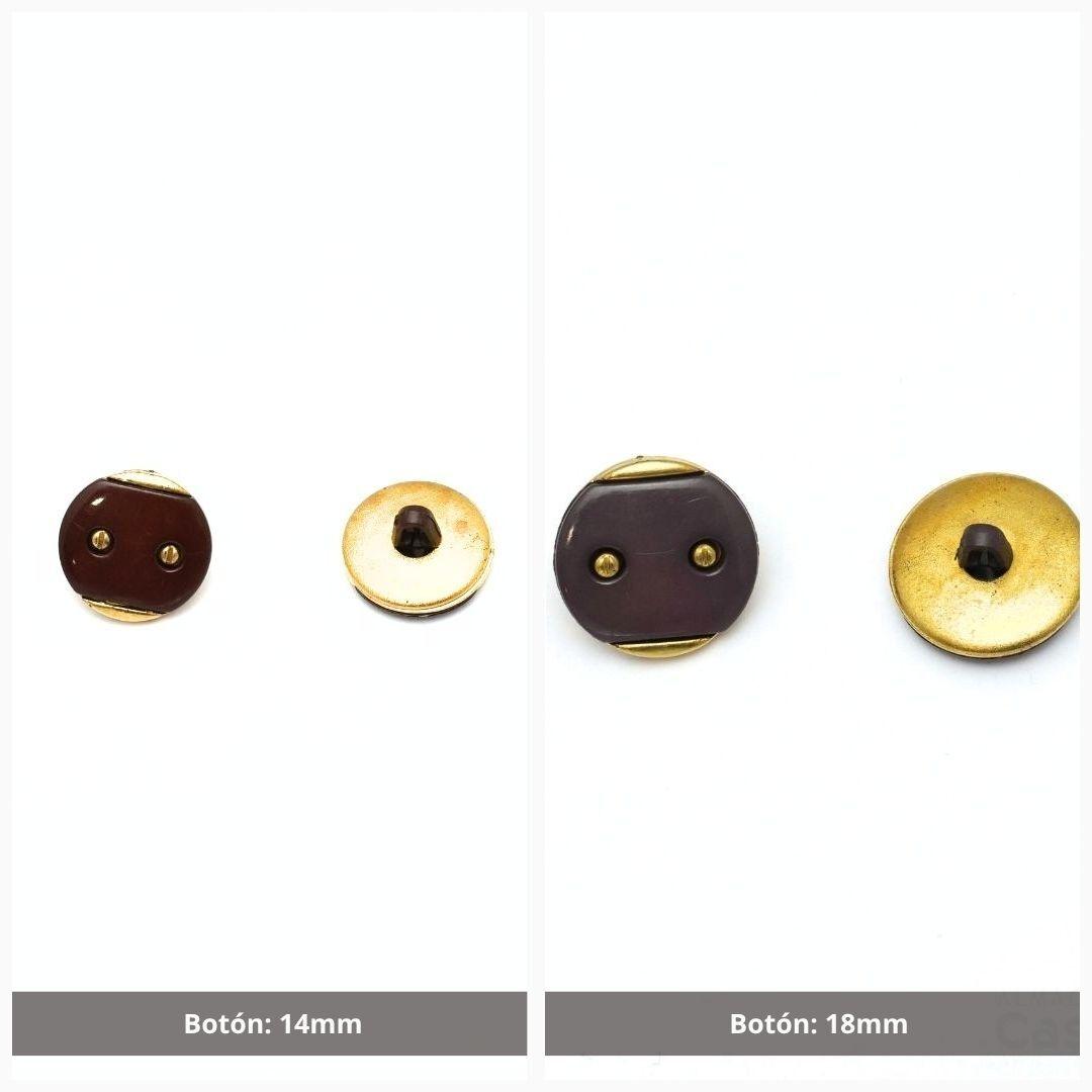 BOTÓN FANTASÍA MARRÓN Y DORADO DE 14mm Y 18mm BOLSA DE 5uds