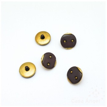 BOTÓN FANTASÍA MARRÓN Y DORADO DE 14mm Y 18mm BOLSA DE 5uds