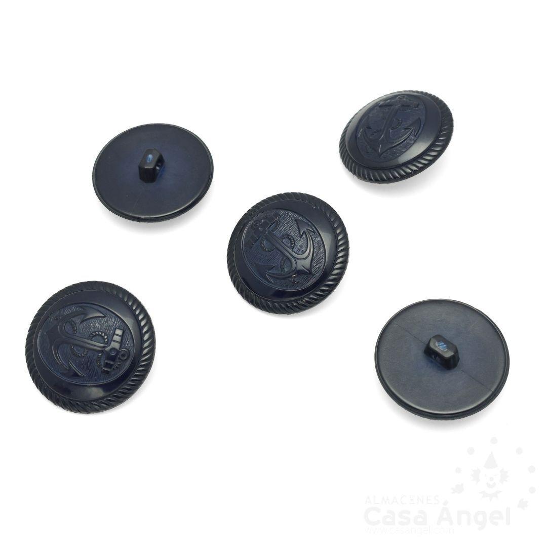 BOTÓN PLÁSTICO ANCLA AZUL MARINO 36mm BOLSA 5uds
