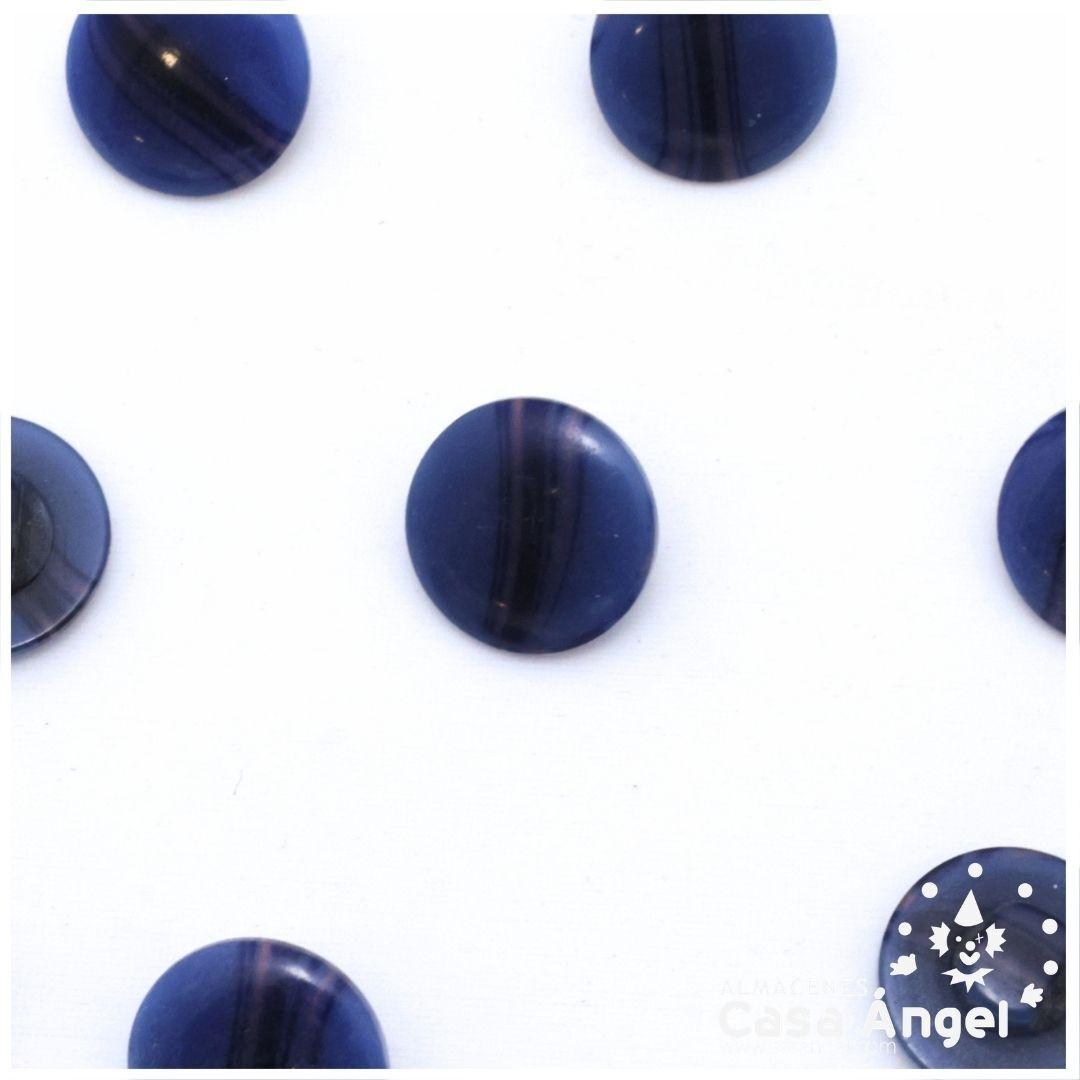 BOTÓN ACRÍLICO VÁSTAGO VETAS AZUL MARINO 11mm BOLSA 10uds