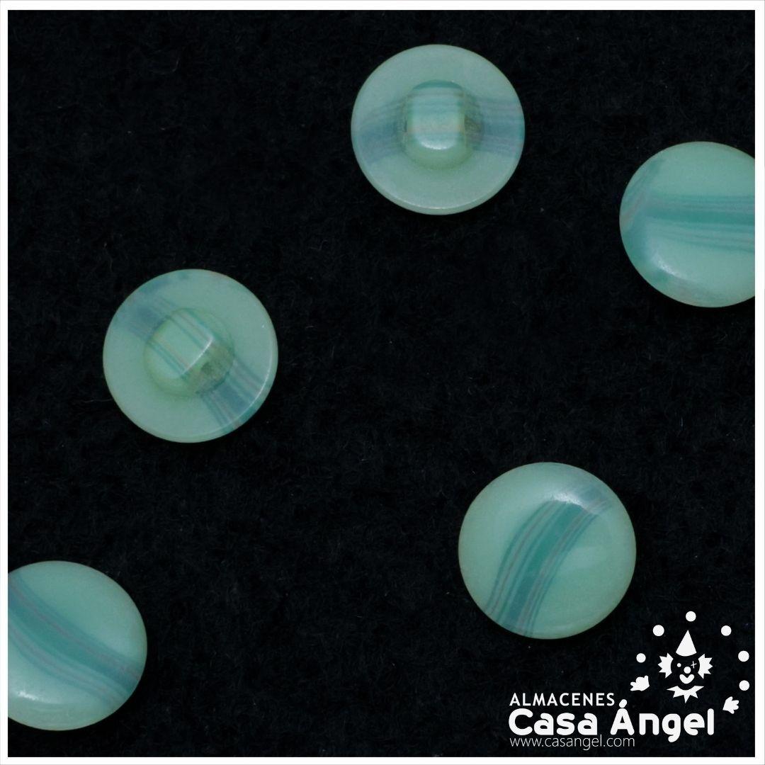 BOTÓN ACRÍLICO VÁSTAGO VETAS VERDE 11mm BOLSA 10uds