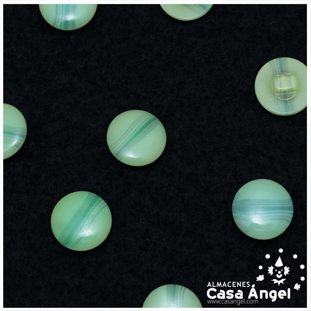 BOTÓN ACRÍLICO VÁSTAGO VETAS VERDE 14mm BOLSA 10uds
