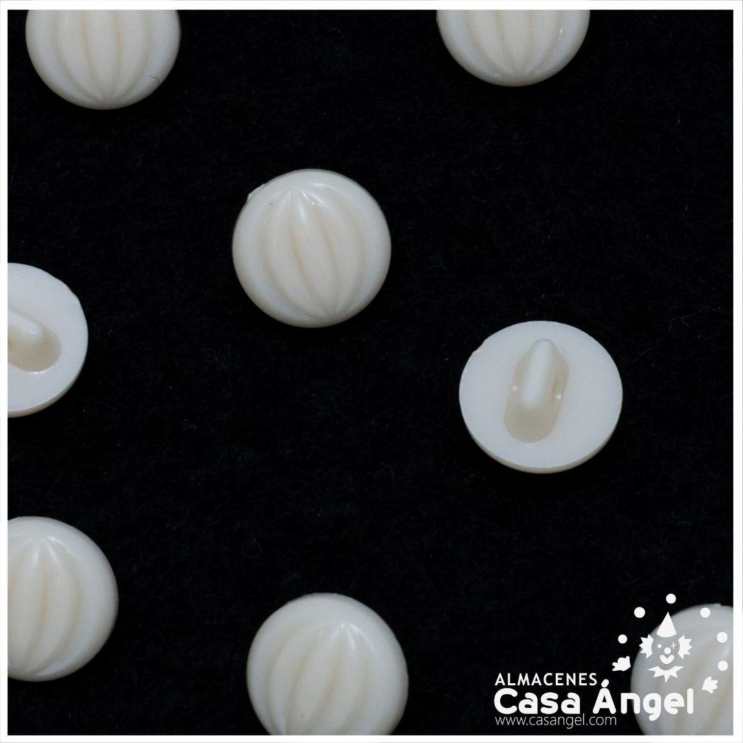 BOTÓN VÁSTAGO PLÁSTICO RELIEVE BLANCO 11mm BOLSA 10uds