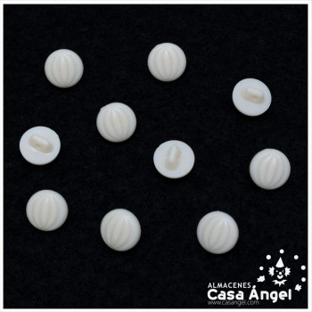 BOTÓN VÁSTAGO PLÁSTICO RELIEVE BLANCO 11mm BOLSA 10uds