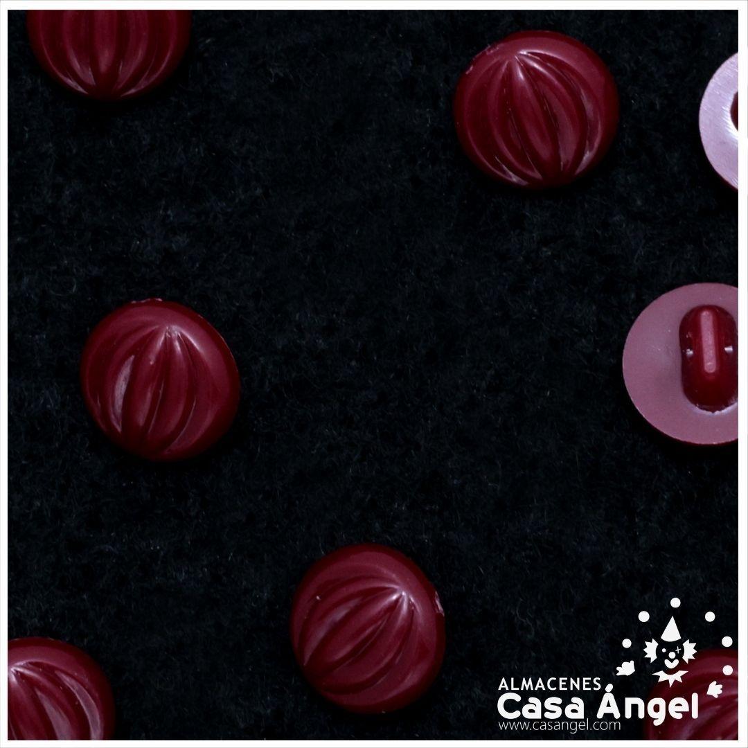 BOTÓN VÁSTAGO PLÁSTICO RELIEVE BURDEOS 11mm BOLSA 10uds