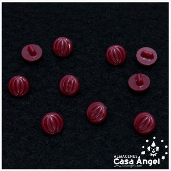 BOTÓN VÁSTAGO PLÁSTICO RELIEVE BURDEOS 11mm BOLSA 10uds