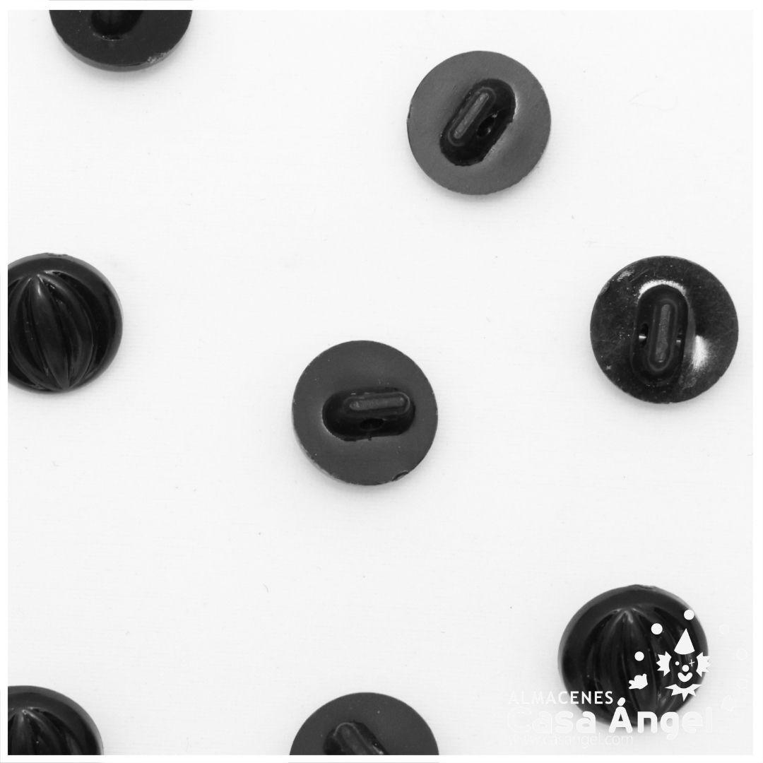 BOTÓN VÁSTAGO PLÁSTICO RELIEVE NEGRO 11mm BOLSA 10uds