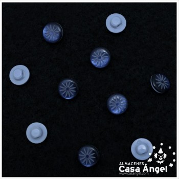 BOTÓN VÁSTAGO ACRÍLICO ESTRELLA AZUL MARINO 10mm BOLSA 10uds