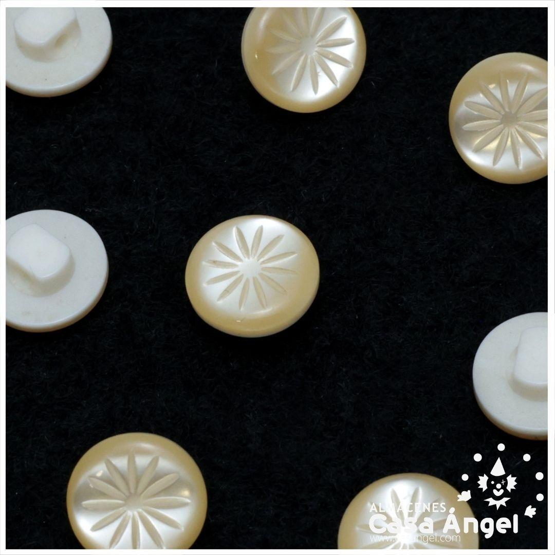 BOTÓN VÁSTAGO ACRÍLICO ESTRELLA BEIGE 11mm BOLSA 10uds