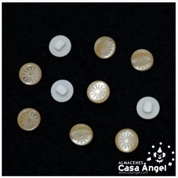 BOTÓN VÁSTAGO ACRÍLICO ESTRELLA BEIGE 11mm BOLSA 10uds