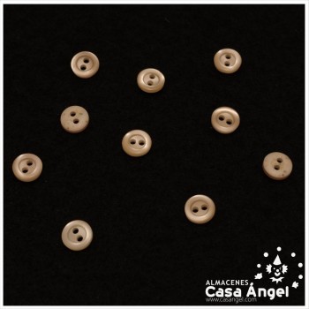 BOTÓN DE 2 AGUJEROS BEIGE 8 mm BOLSA 10uds